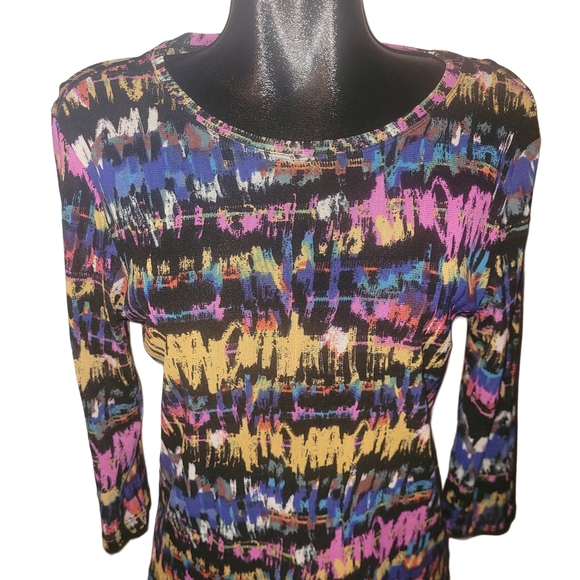 Tristan Multicolor Abstract Long Sleeve Top XL - Picture 2 of 7